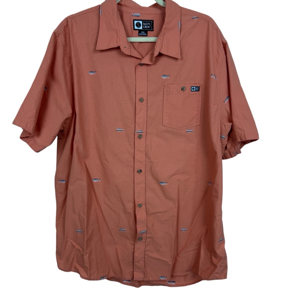 SALTY CREW short sleeve woven shirt in Salmon Orange Color sz XXL